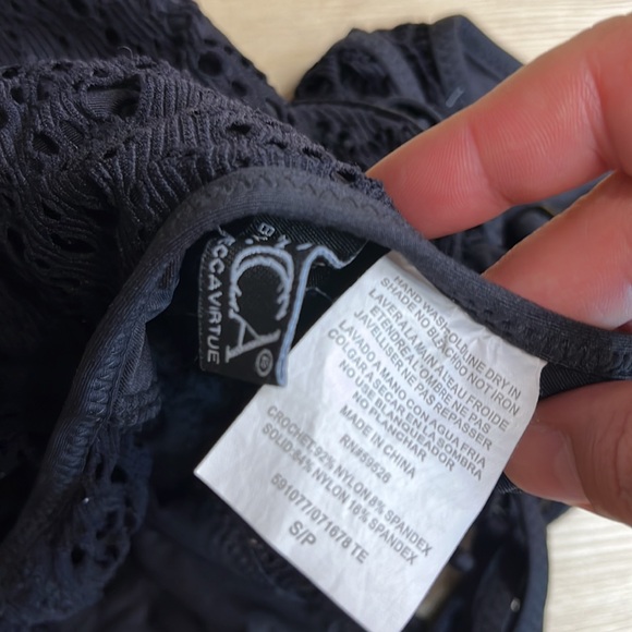 BECCA Color Play - Women's One Piece Swimsuit, Plunge Neck, Crochet, SMALL - Picture 5 of 5